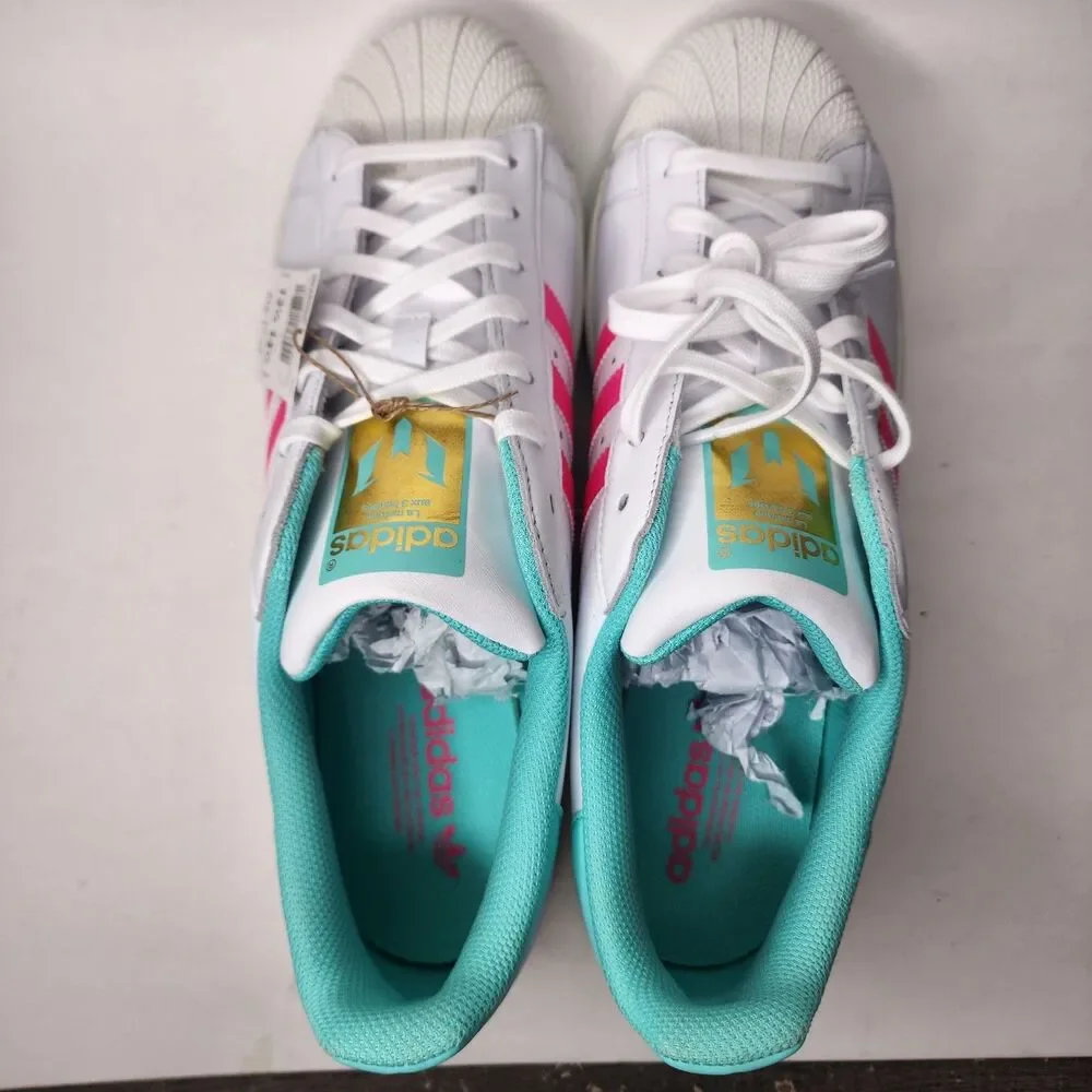 Adidas Superstar Lionel Messi Sneakers Mens 13.5 Shoes Pink Miami JR1979 NEW
